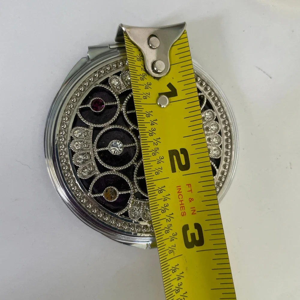Swarovski Yellow Hand Mirror plus Compact Mirror Set Blessed Gold Rhinestone 3pc